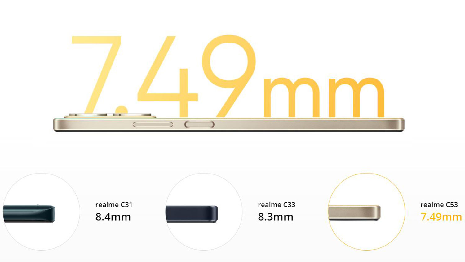 ابعاد و طراحی گوشی realme C53 ریلمی